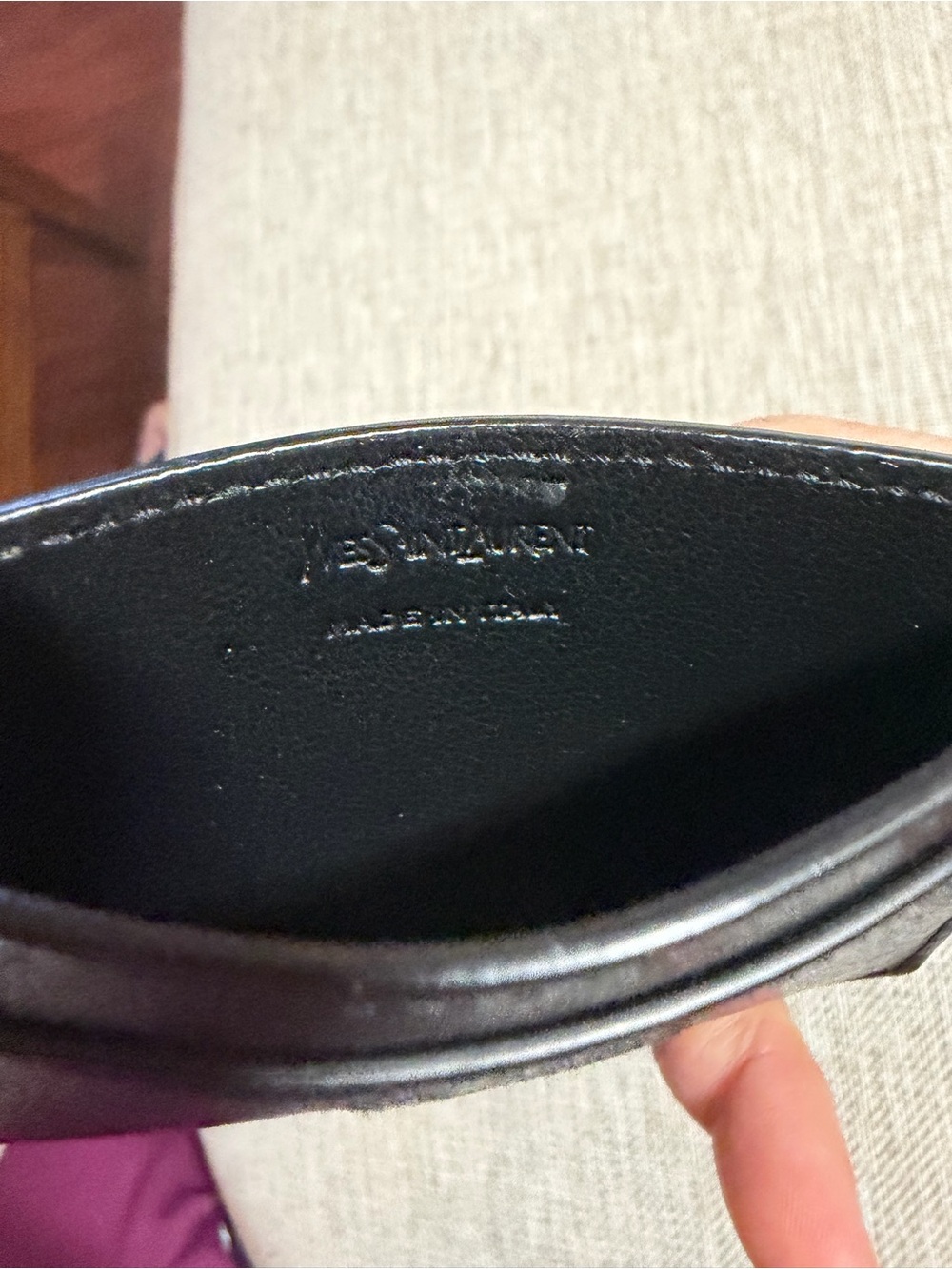 Saint Laurent Black Embossed Leather Card Case - Picture 3 of 4